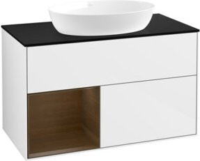 V&B Waschtischunterschrank Finion 100 in Weiß und Walnuss lackiert - Bild 1
