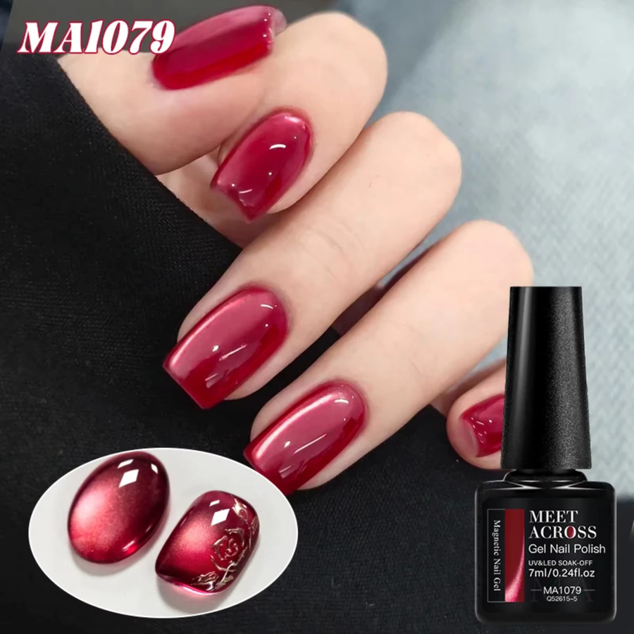 MEET ACROSS Winter Rose Magnetisches Gel Nagellack Set, 2 Stück - Bild 2