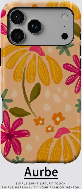 Aurbe Matte 2-in-1 MagSafe Hülle mit leuchtenden Blumen-Motiven für iPhone 17 16 15 14 Plus Pro Max, stoßfeste Hartschale, Multicolour - Bild 1