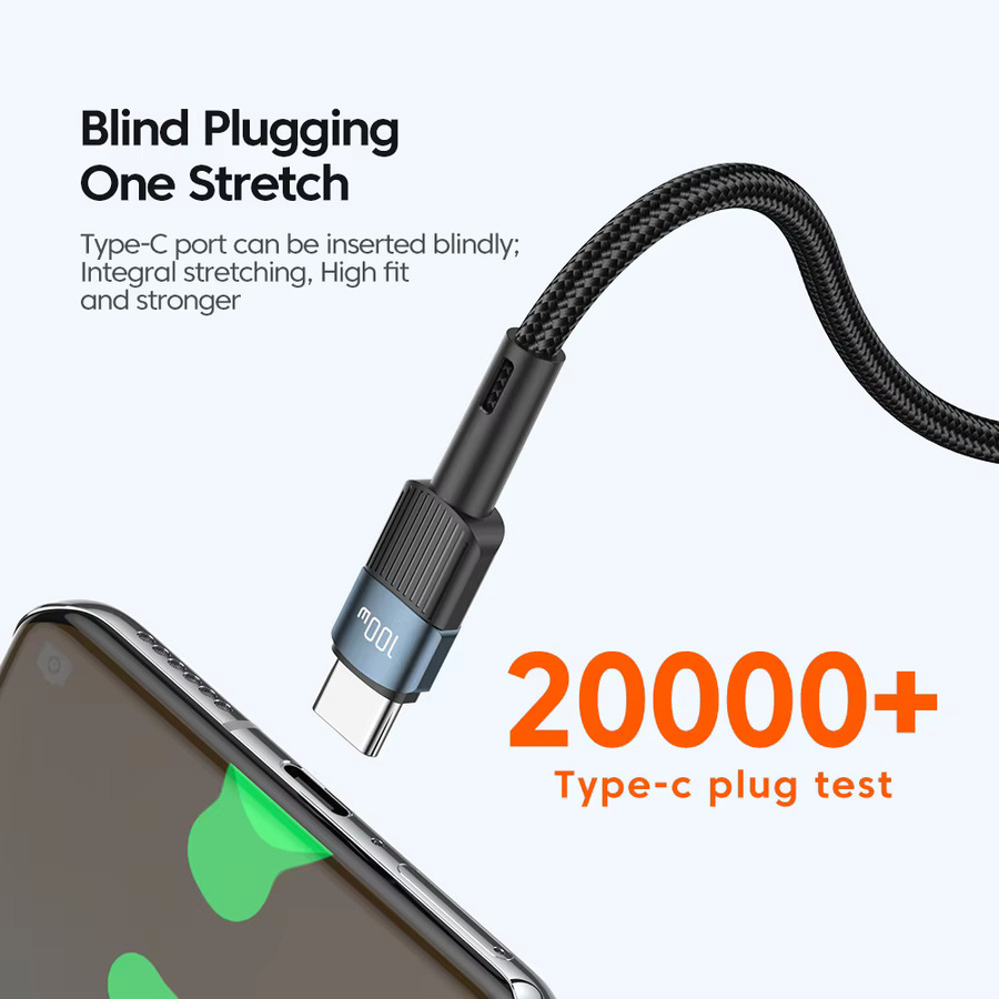 Essager USB-C auf USB-C Kabel 100 W PD Schnellladegerät, Schwarz, Länge: 3 m - Bild 4