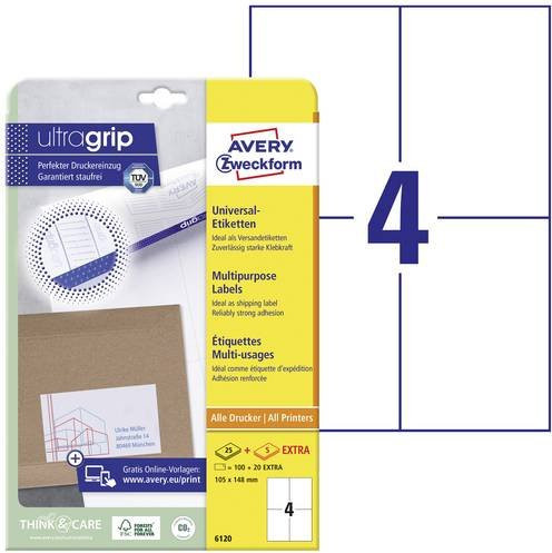 Avery Zweckform Universaletiketten Weiß, B: 10,5 cm, H: 14,8 cm, 120 Stück - Bild 1
