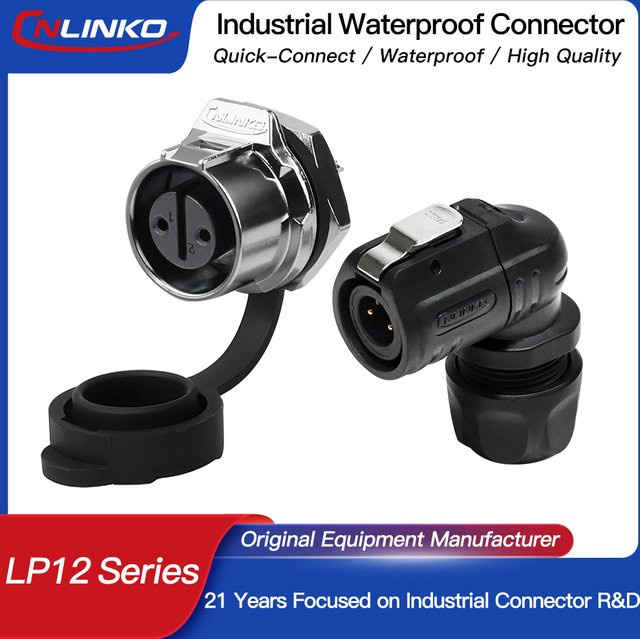 CNLINKO LP12 Wasserdichter 90-Grad-Winkel Steckverbinder mit IP68-Schutzklasse für industrielle elektrische Anschlüsse - Bild 1
