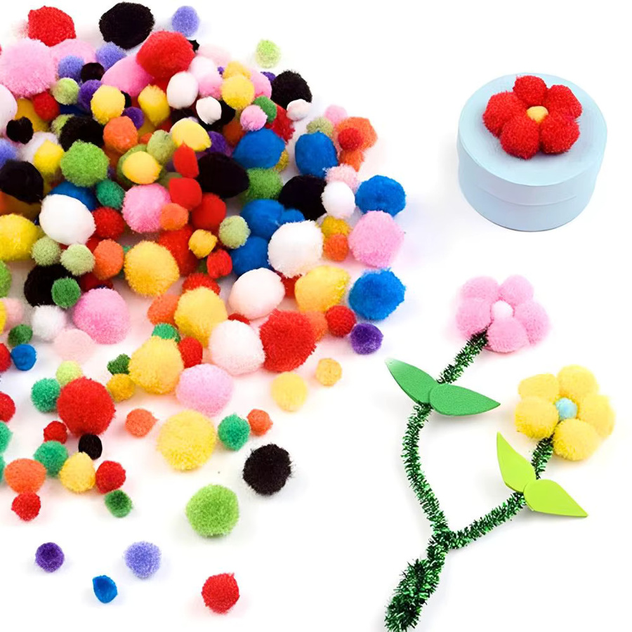 100 Stück flauschige Pom-Pom-Bälle in Multicolor für DIY-Projekte und Bastelbedarf von YMY - Bild 3