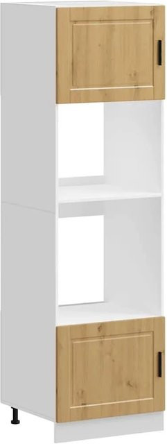 2er-Set vidaXL Herdumbauschränke Porto Serie in Eiche, Küchenschränke mit Scharniertüren und Regalfächern, B/T/H: 60,0 x 57,0 x 207,0 cm - Bild 1