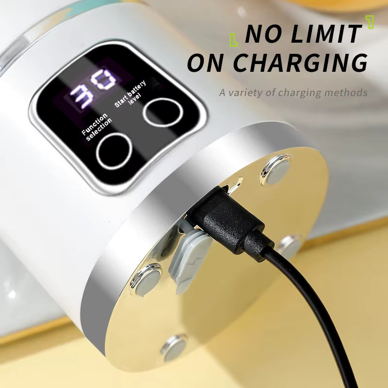 HAOYUNMA Tragbarer elektrischer Entsafter mit 12 Klingen, Mini-Smoothie-Mixer für Shakes und Frischsaft, Weiß, 450 ml - Bild 4