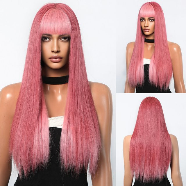 HAIRCUBE Perücke mit Pony, Rosa, Synthetisch, Damen - Bild 1