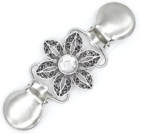 Lucky Star Jewelry Brosche Blume, Strass, Damen, gray - Bild 1