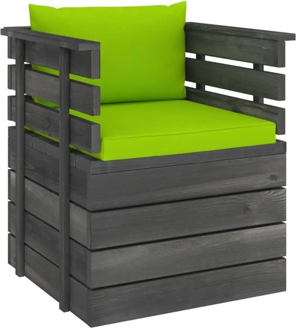 vidaXL Gartensessel aus Kiefernholz mit grünen Polsterkissen in rustikalem Design - Bild 1