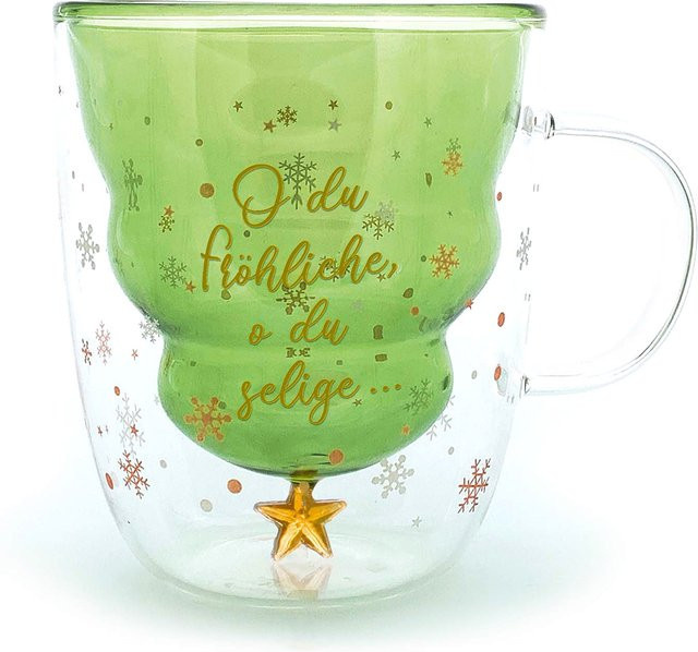 Tasse O du Fröhliche von St. Benno Verlag aus grünem Doppelwandglas für Erwachsene - Bild 1
