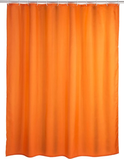 Wenko Anti-Schimmel Duschvorhang aus Polyester in Orange, B/H: 180 x 200 cm - Bild 1