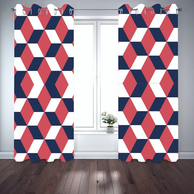 2er-Set Dünne Fenstervorhänge mit 3D Schwarzer Illusion und Psychedelischem Geometrie-Design, Modernes Dekor für Wohnzimmer und Schlafzimmer, Farbe: Schwarz/Mehrfarbig, Breite: 140 cm, Höhe: 160 cm - Bild 1