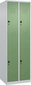 C+P Doppelstock-Spind Classic PLUS mit 2 Abteilen, Stahlkonstruktion, Grau/Grün, H x B x T: 185 x 60 x 50 cm - Bild 1