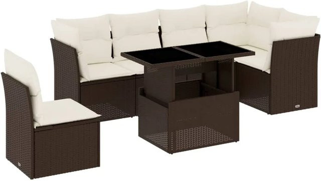 vidaXL 7-tlg Garten-Sofagarnitur aus braunem Poly-Rattan mit Kissen Modell 12 - Bild 1
