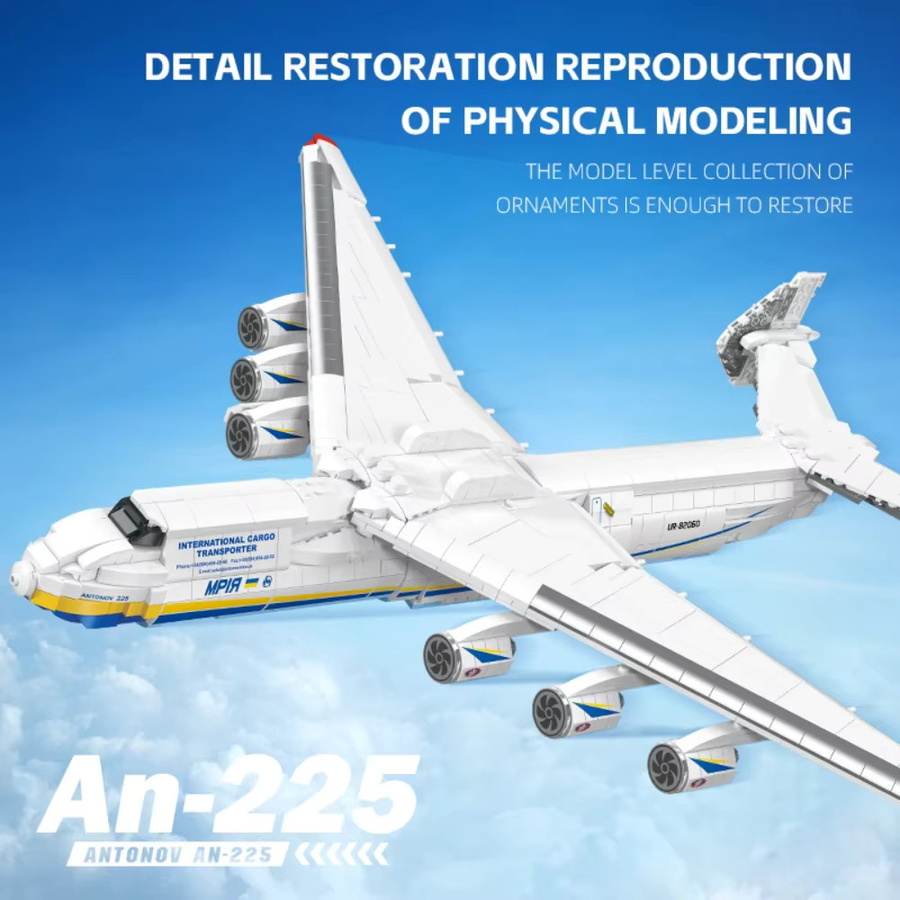 Yangkili AN-225 Verkehrsflugzeug Baustein-Modell im Maßstab 1:135 in Weiß - Bild 3