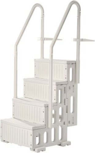 VEVOR Schwimmbadleiter mit 4 Stufen und Doppelhandlauf, rutschfeste Schwerlast-Treppe für Einbau- und Aufstellbecken, Milchweiß - Bild 1