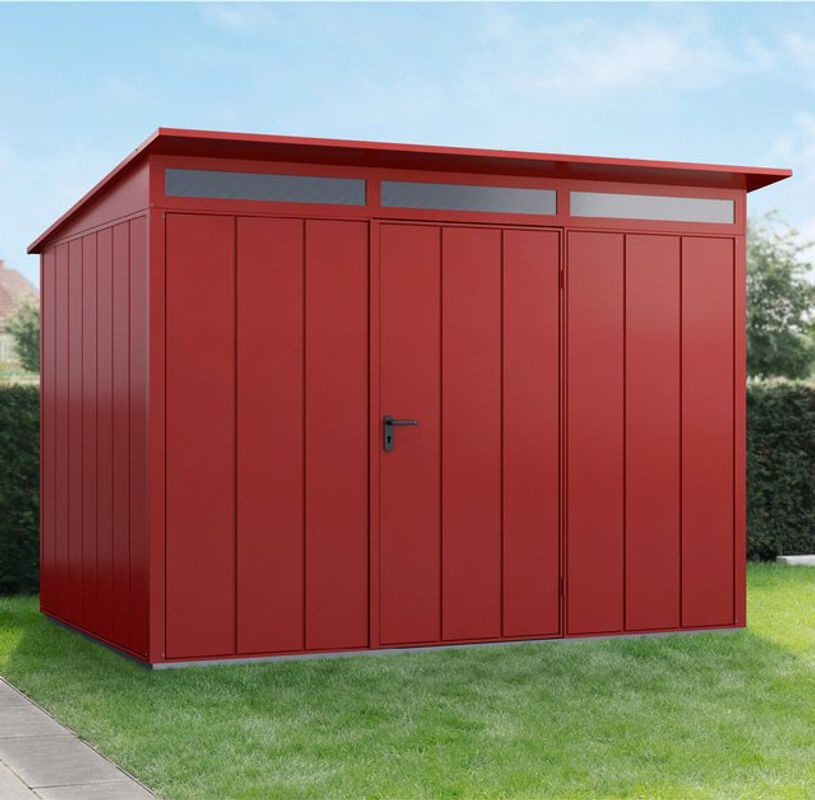 Ecostar Gerätehaus Elegant-P aus Metall in Rot mit B/H/T: 302,8 x 232,3 x 238 cm - Bild 3