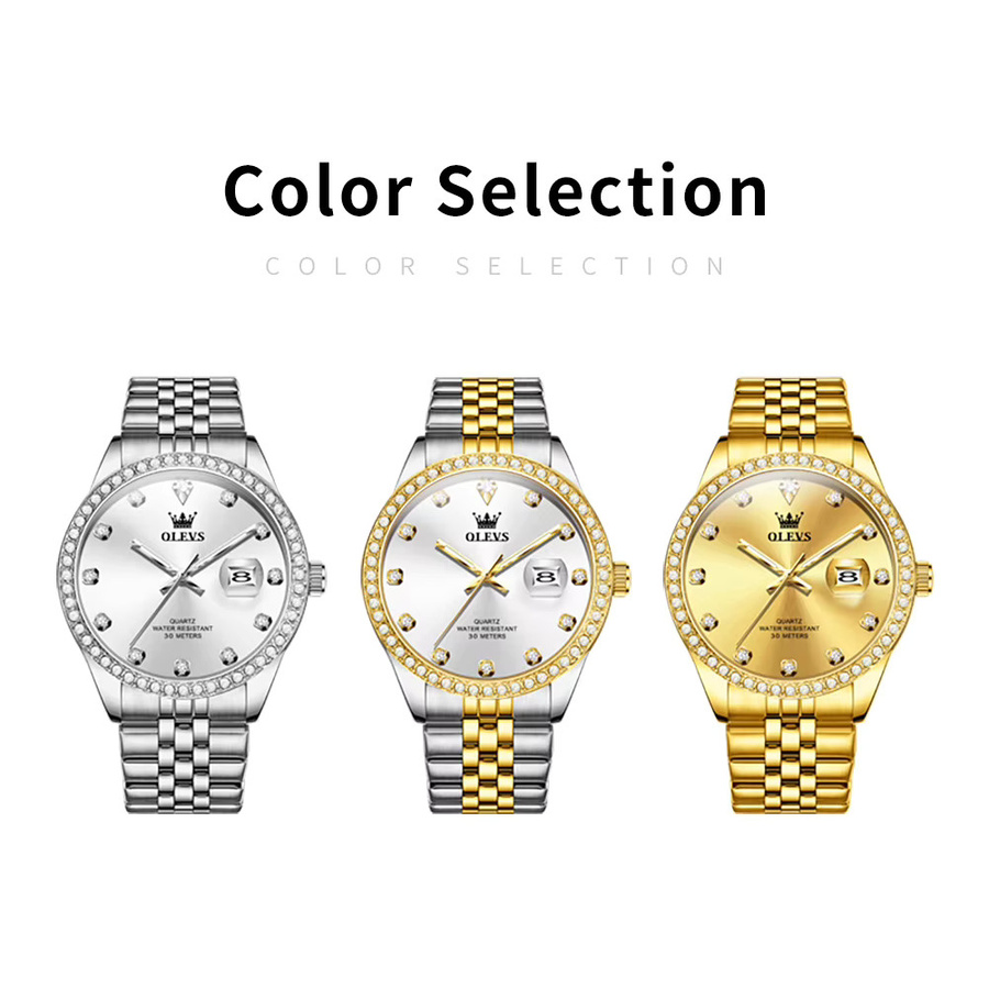 OLEVS Armbanduhr, Gold, Diamantbesetzt, Edelstahl, Herren - Bild 5