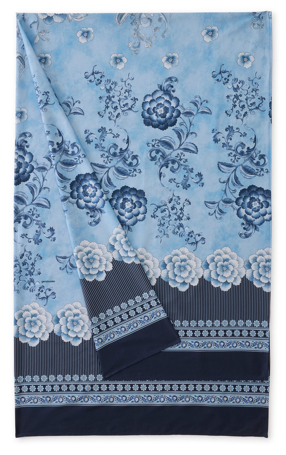 Bassetti Granfoulard Paraggi Bettwäsche aus Baumwolle mit floralem Muster in Blau, B/B: 180 x 270 cm - Bild 1