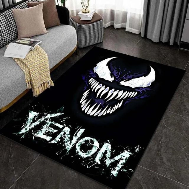Karpetti Marvel Venom Print Teppich, grau und schwarz, rutschfest und waschbar, B/T: 60 x 40 cm - Bild 1
