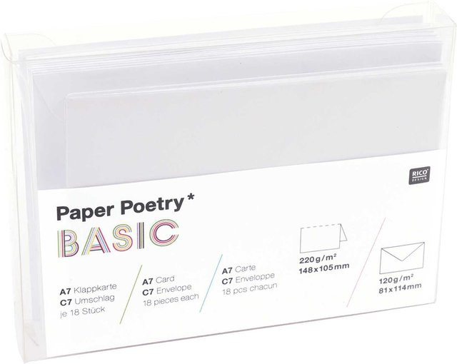Rico Design Paper Poetry Kartenset Basic weiß A7/C7 - Bild 1