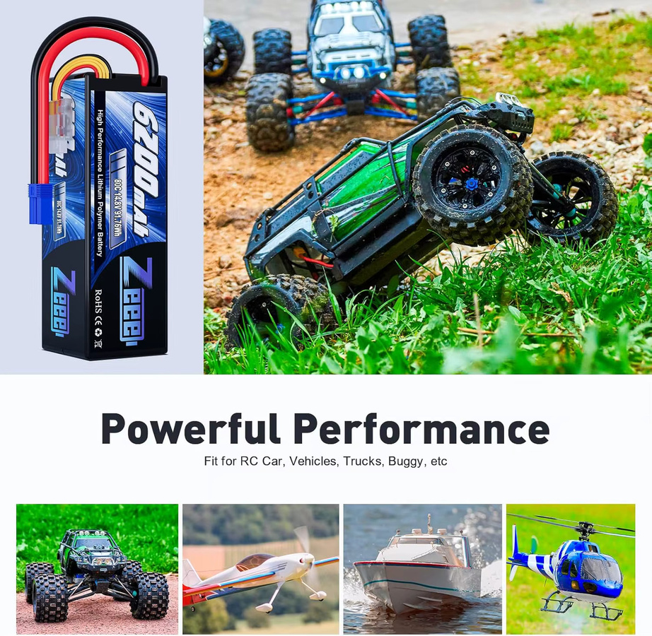 Zeee Lipo Batterie für RC Auto 14,8 V 6200mAh mit EC5 Stecker - Bild 5