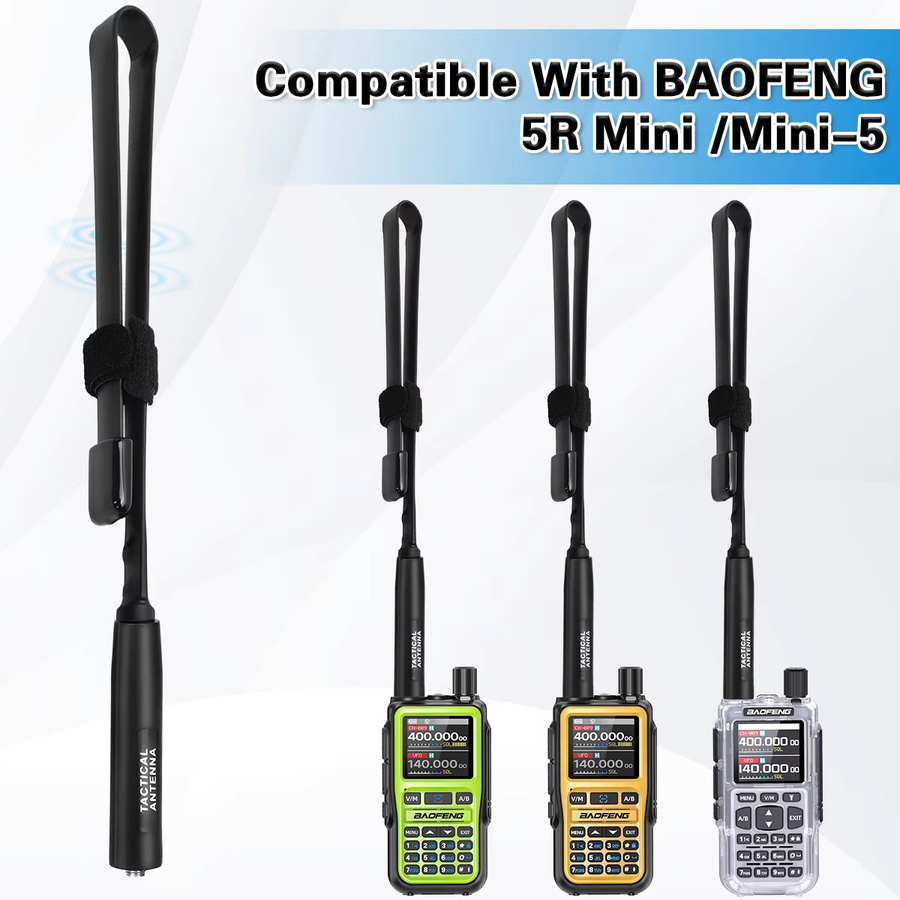 ABBREE 5R MINI CS Taktische Dualband Walkie-Talkie-Antenne mit SMA-Buchse, schwarz, 48 cm Länge, kompatibel mit Baofeng MINI-5 Amateurfunk - Bild 6