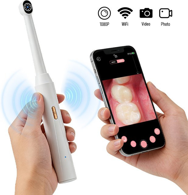 ILIHOME WIFI-Endoskop kabelloses Inspektions-Boreskop mit 8 LED-Leuchten und USB-C-Aufladung in Weiß für Android und iOS - Bild 1