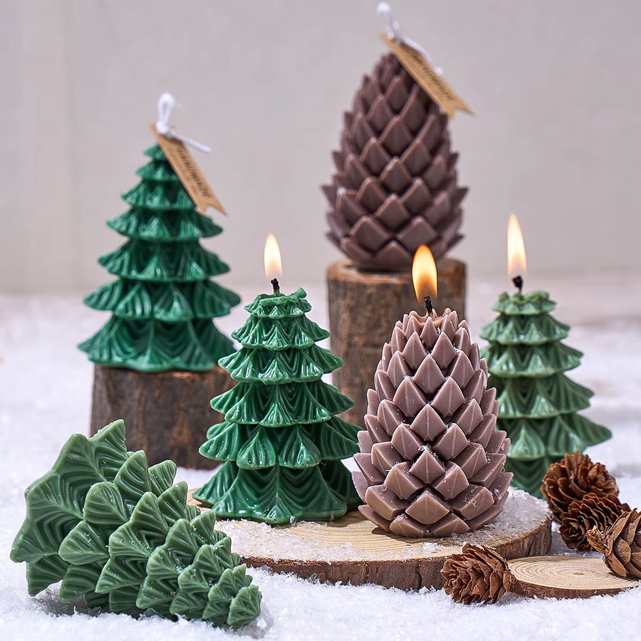 UDOCOOL Silikonform für DIY Weihnachtsbaum und Tannenzapfen in Kerzenform, Farbe: Grün - Bild 2