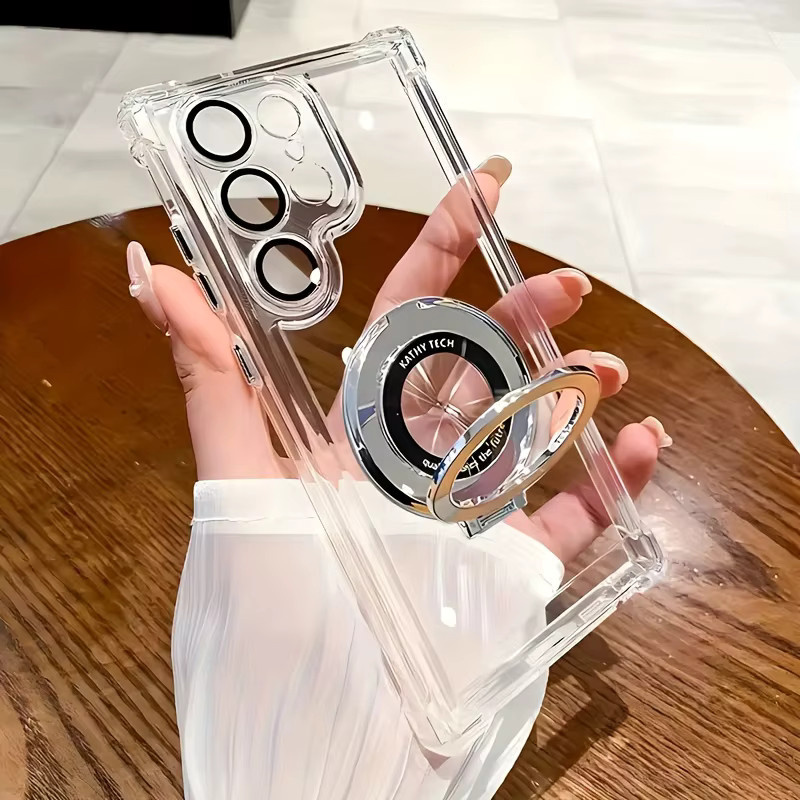 Transparentes Magnetgehäuse mit Airbag-Schutz für Samsung Galaxy S24, S23, S22 und S21 Ultra, Anti-Drop Design - Bild 2