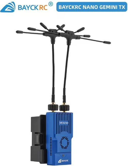 BAYCK Nano Dual Band TX Modul ELRS 915 MHz/2,4 GHz mit 1 W Leistung und integriertem Lüfter für FPV Drohnen in Blau - Bild 1