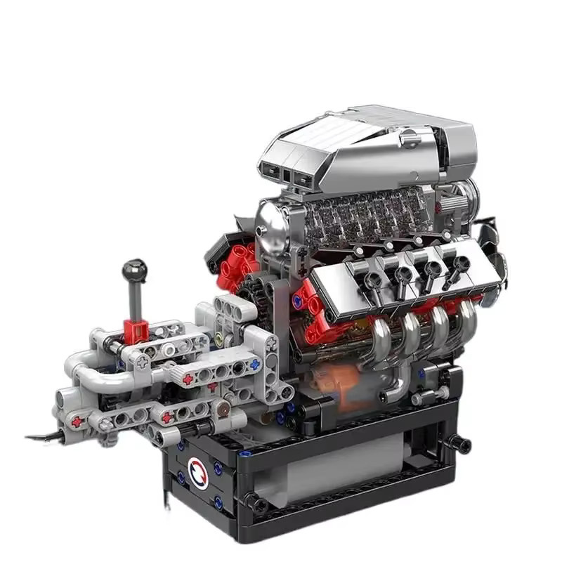 Mould King V8-Motormodell mit Getriebe, Baustein-Set, 855 Teile, ab 14 Jahren - Bild 4