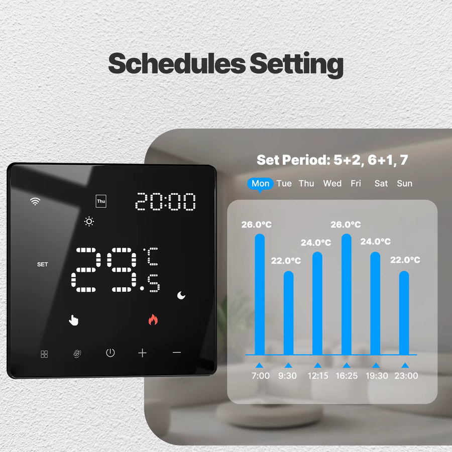 MOES Smart Thermostat Tuya WiFi/ZigBee Temperaturregler für Wasser-, Gas- und Elektroheizungen mit Glasoberfläche, kompatibel mit Alexa und Google Home - Bild 3