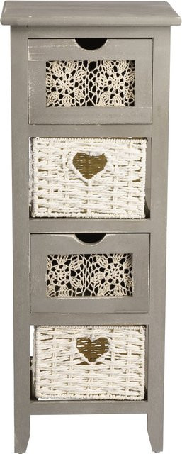 Regal Romantisch von viva domo aus Paulownia-Holz im Shabby Chic mit Häkelmuster in Grau und Beige - Bild 1
