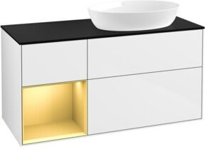 V&B Waschtischunterschrank Finion mit Wandbeleuchtung, Farbe Weiß lackiert und Gold, B/T/H: 120 x 50,1 x 50,1 cm - Bild 1