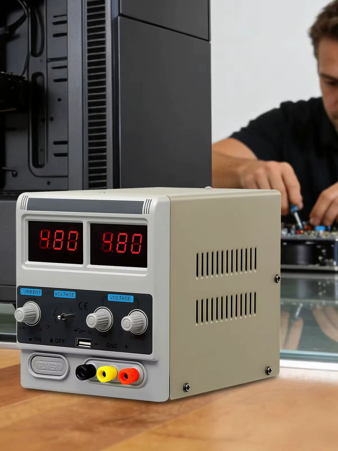 Bymaocar Spannungsstabilisator-Netzteil 50W 220V-240V in Grau mit LED-Anzeige und einstellbarer Spannung für Labor, Schule und Produktion - Bild 7