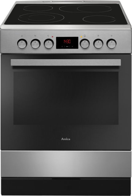 Amica Elektroherd SHC 913 001 E mit Glaskeramikfeld in Edelstahl und Schwarz - Bild 1