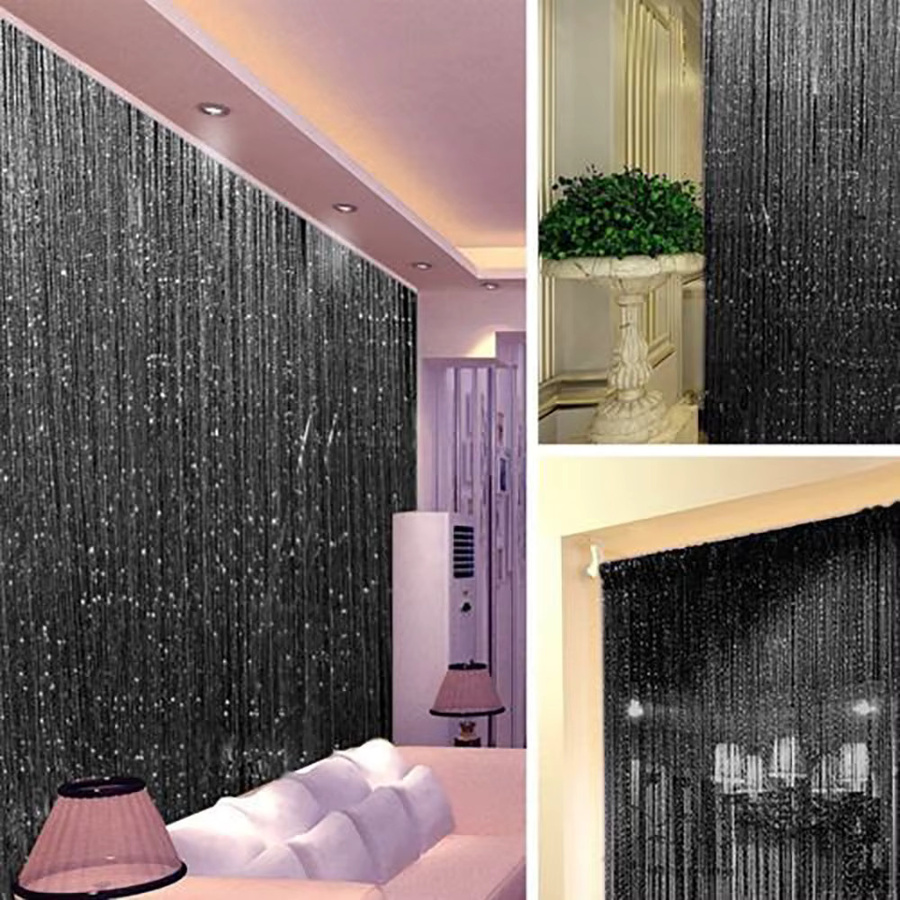 Willstar Fadenvorhang mit Streifenmuster und Quasten in Champagne, B: 200 cm, H: 100 cm - Bild 3