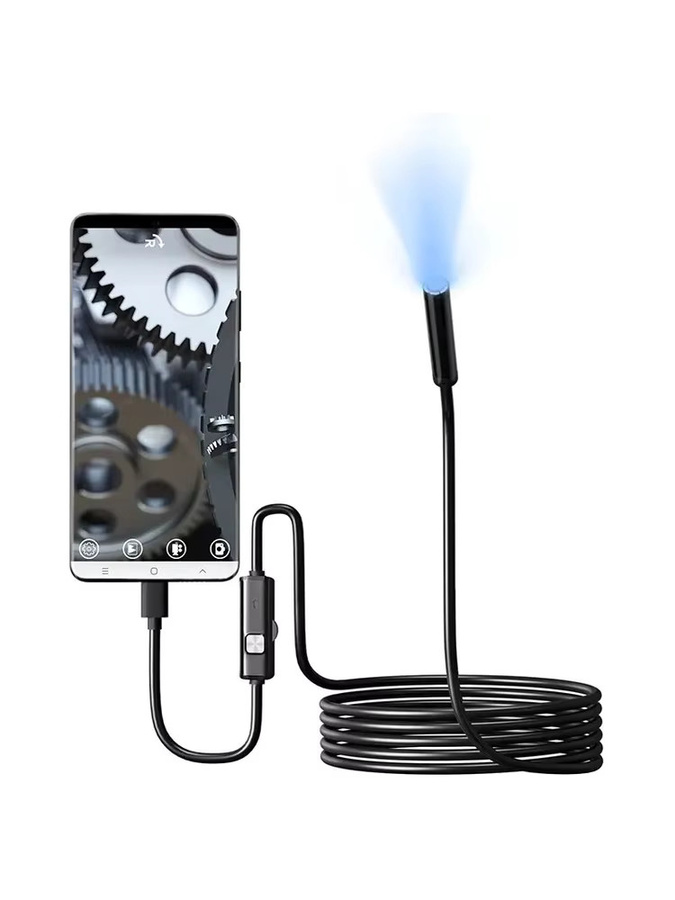 Android Endoskopkamera mit 7-mm-Objektiv, einstellbar, 6 LEDs, IP67 wasserdicht, Mikro-Inspektions-Videokamera, Schlangenkamera, Boreskop, Schwarz - Bild 5