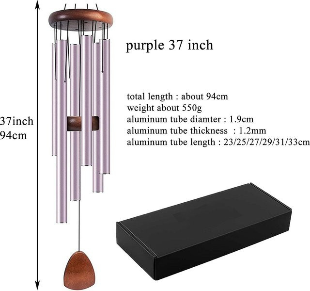 Binchi Windspiel aus Aluminium mit 6 Röhren in Lila für Garten und Terrasse - Bild 1
