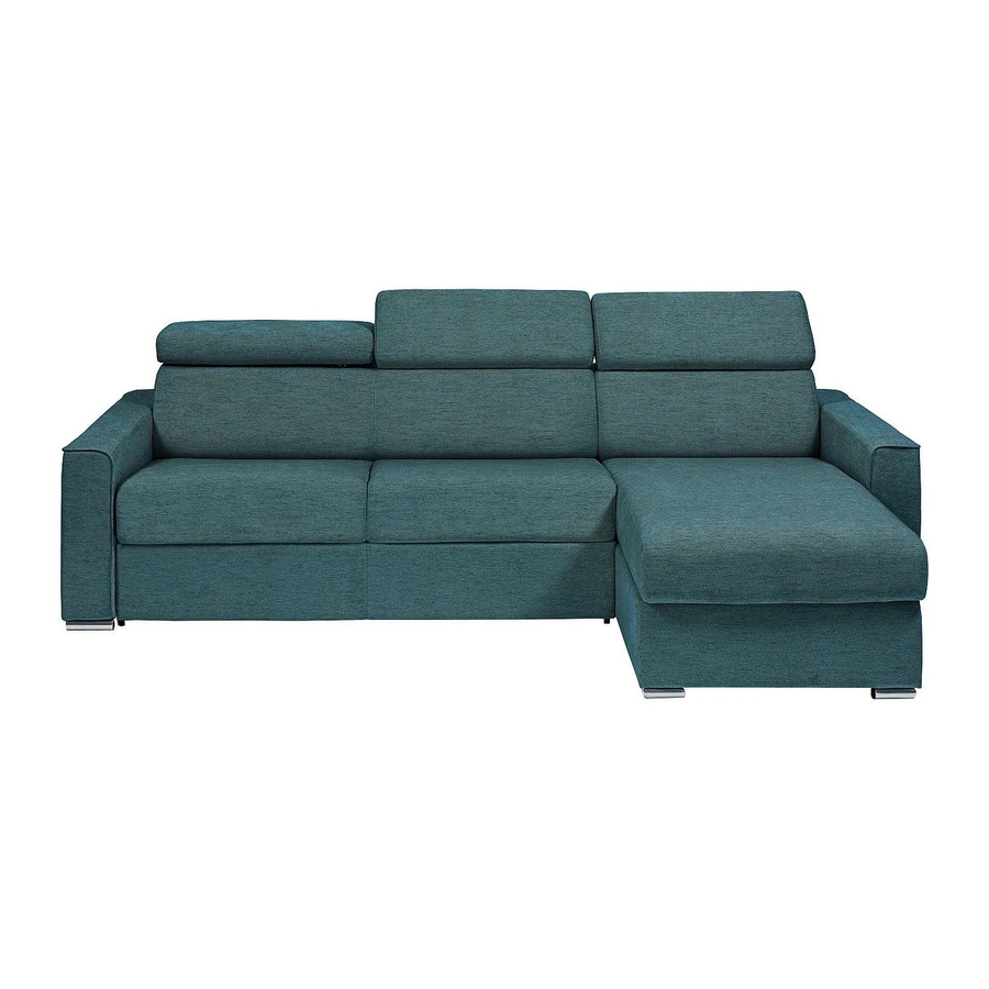 Vente-unique Schlafsofa Vizir in Blau und Beige, modernes L-Shape Ecksofa mit Stoffbezug und reversibler Liegefläche, Breite: 282 cm - Bild 2