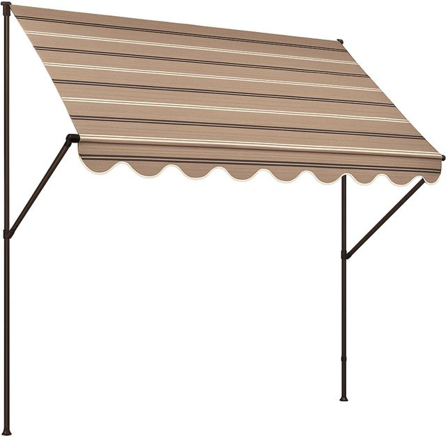 Angerer Klemmmarkise Freizeitmöbel, beige mit braunem Nadelstreifen, Breite: 400 cm, Tiefe: 150 cm - Bild 1