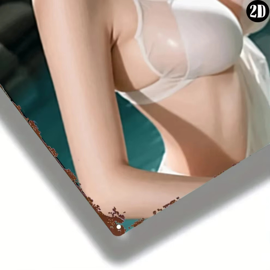 CIFBUY Elegante Metall-Wandkunst im japanischen Stil mit Porträt einer nackten Dame, Rechteckig, Breite: 20,32 cm, Höhe: 30,48 cm - Bild 3