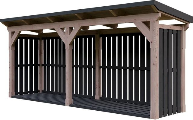 SKANHOLZ Kaminholzunterstand Holm aus Douglasie und Fichte in Anthrazit, B/T/H: 500 x 144 x 216 cm - Bild 3