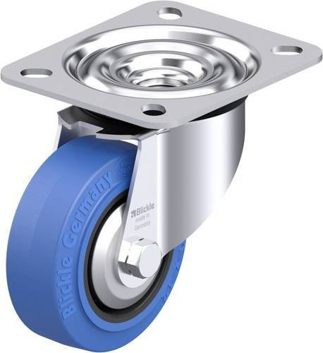 Blickle Stahlblech-Lenkrolle LE-POEV 80XR-SB-FA in Schwarz-Blau mit 80mm Rad-Durchmesser und 140kg Tragfähigkeit - Bild 1