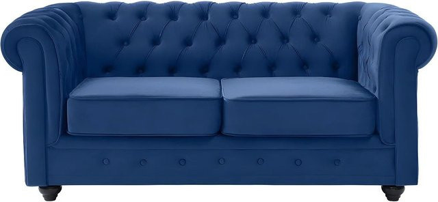 Vente-unique Chesterfield Sofa aus Samt in Königsblau mit einer Breite von 165 cm - Bild 1