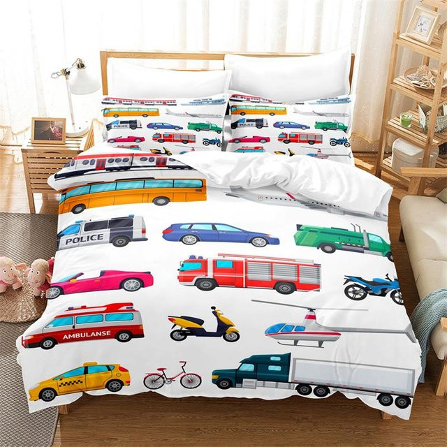 Binchi Outdoor Product Kinder Bettwäsche Set mit Cartoon Auto Design, Mehrfarbig, B/H: 135 x 200 cm - Bild 1
