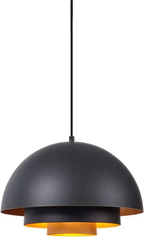 Moderne Pendelleuchte Loes von QAZQA in Schwarz mit goldener Innenseite aus Metall und Aluminium für E27 Fassungen - Bild 1