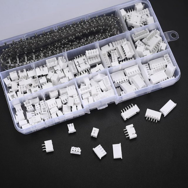 AOKIN 230-teiliges JST-PH Steckverbinder-Set in Weiß mit 2,54 mm Buchsenstiftleisten, Gehäuseanschlüssen und Adaptersteckern - Bild 1