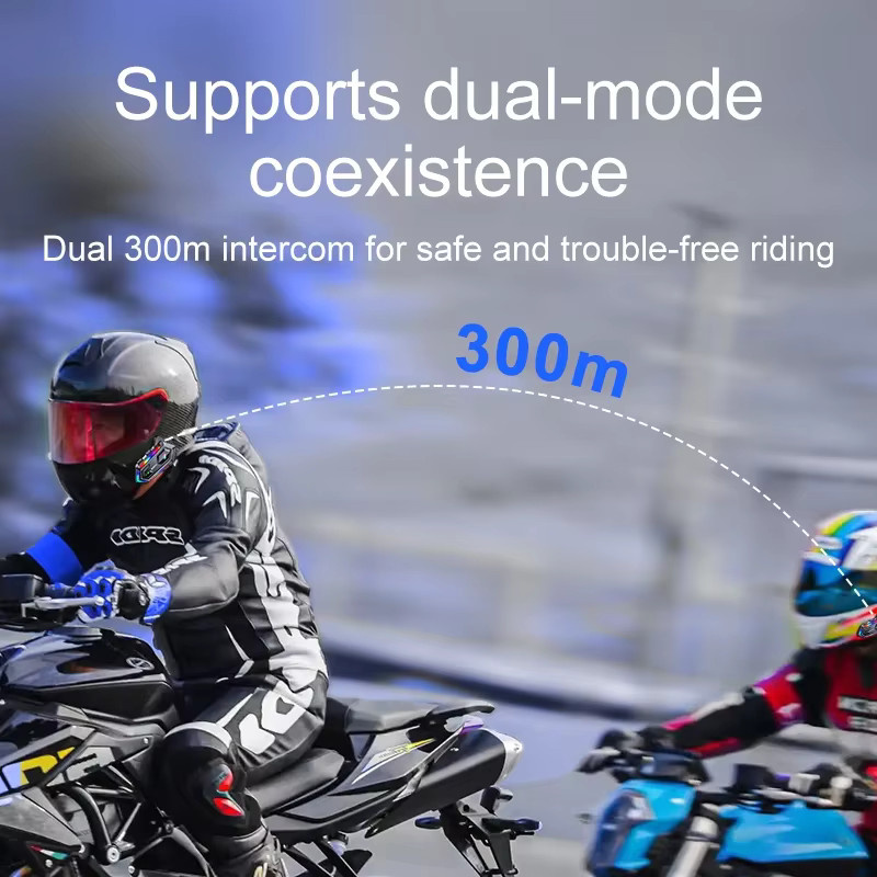 kebidumei Y20 MAX Motorrad Helm Intercom V5.3 mit Hands-Free Anruf-Kit und Musikplayer, Schwarz, 1000 mAh Akku für 2 Fahrer - Bild 2