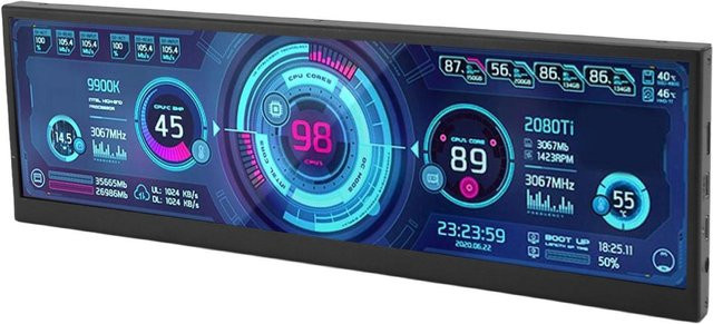 DIYelecs Tragbarer 12,6 Zoll Zweitbildschirm FHD IPS LCD-Display in Schwarz mit 1920x550 Auflösung - Bild 1